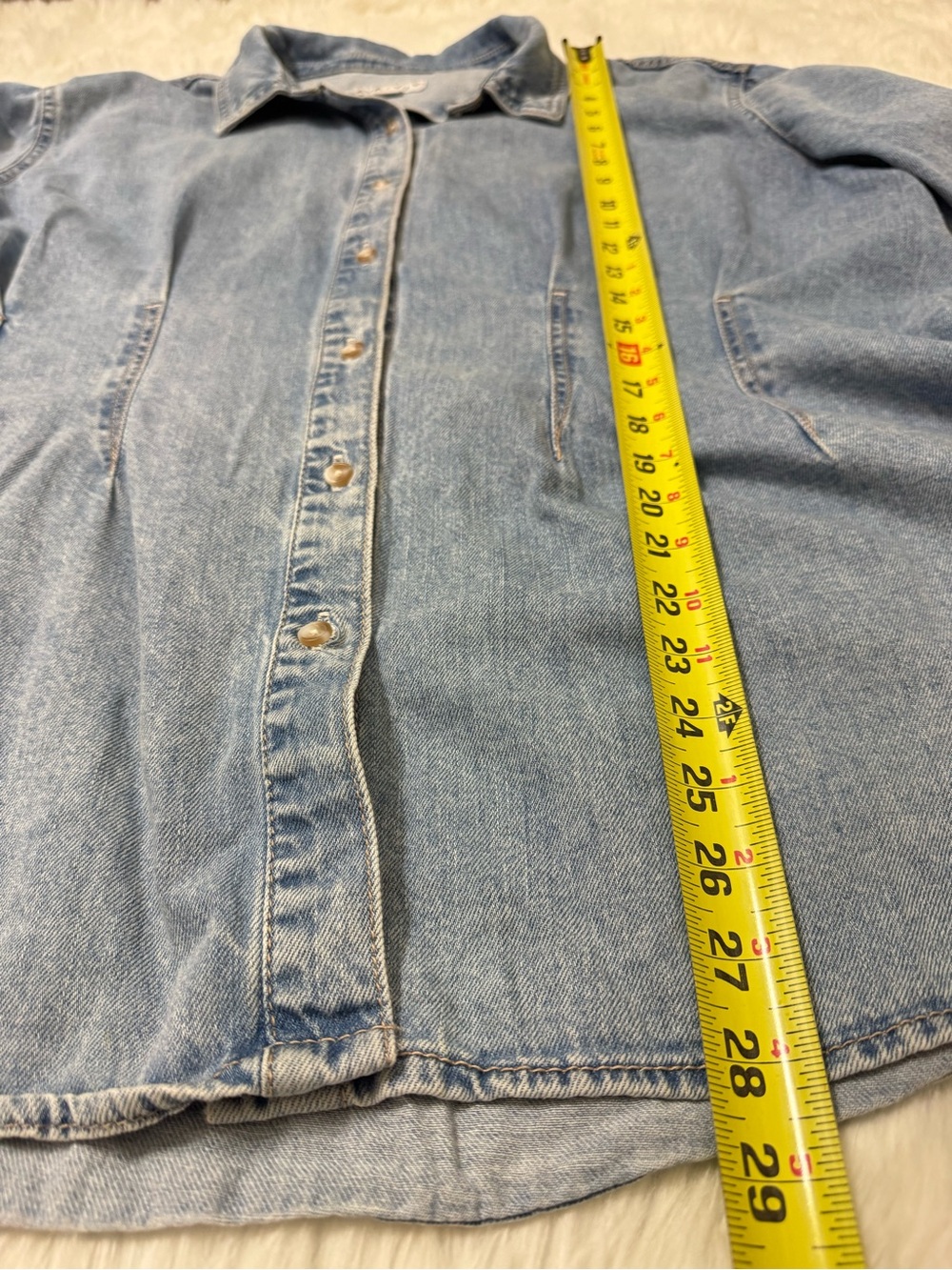 Ava & Viv Women's Denim Shirt Plus Size XL Light Wash Button Up Cotton Shacket - Picture 4 of 11